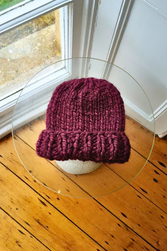 Purple Irish Alpaca Beanie Hat (Sample) made by Hope Macaulay