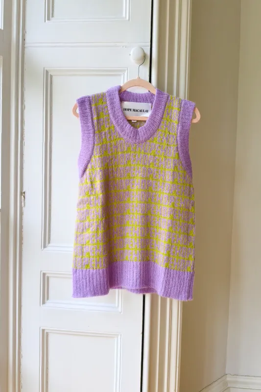 Purple & Green Hope Knit Vest M/L (Sample) made by Hope Macaulay