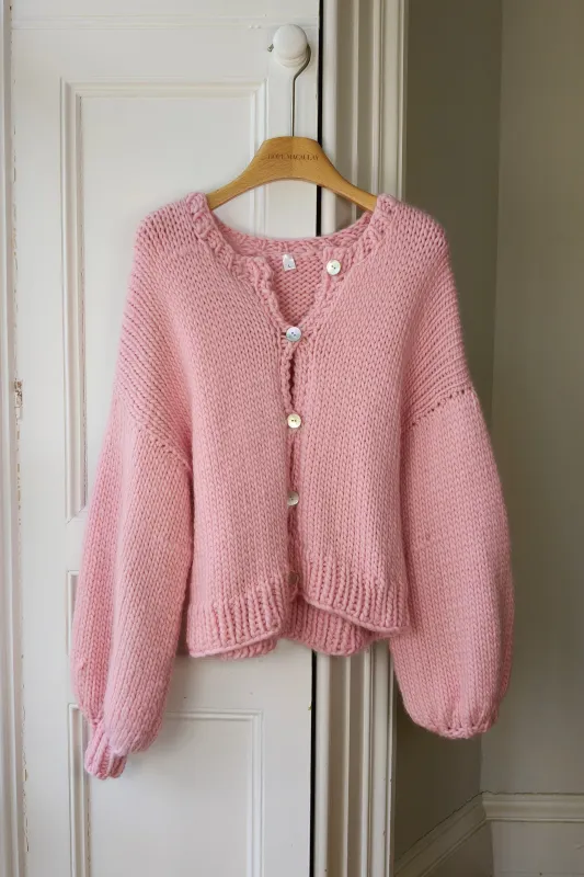 Pink Chunky Knit Cardigan L (Sample) made by Hope Macaulay