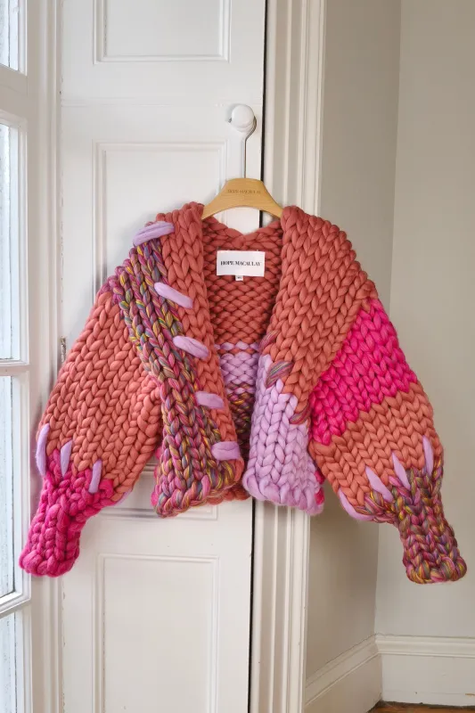 Rose Patchwork Colossal Knit Cardigan M/L (Sample) made by Hope Macaulay