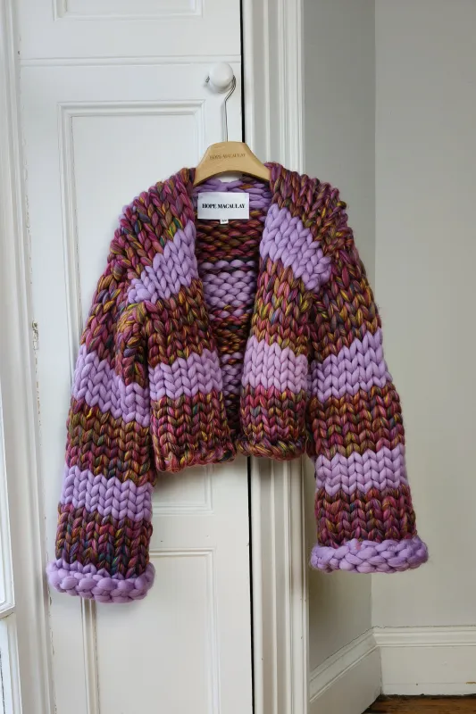 Purple Stripe Colossal Knit Cardigan S/M (Sample) made by Hope Macaulay