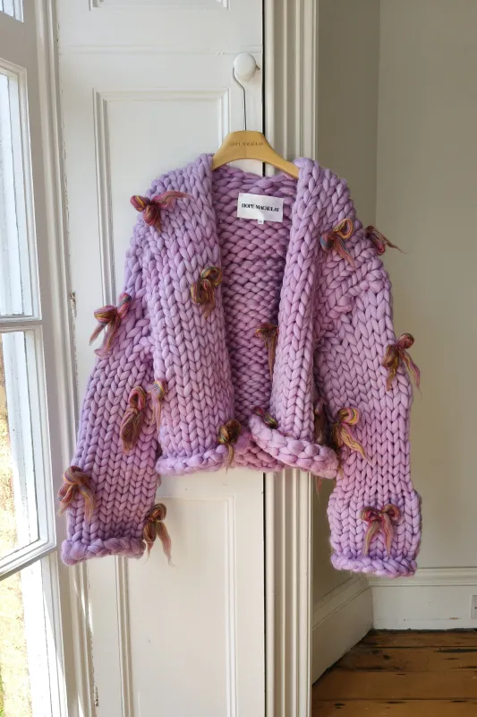 Purple Bow Colossal Knit Cardigan L/XL (Sample) made by Hope Macaulay