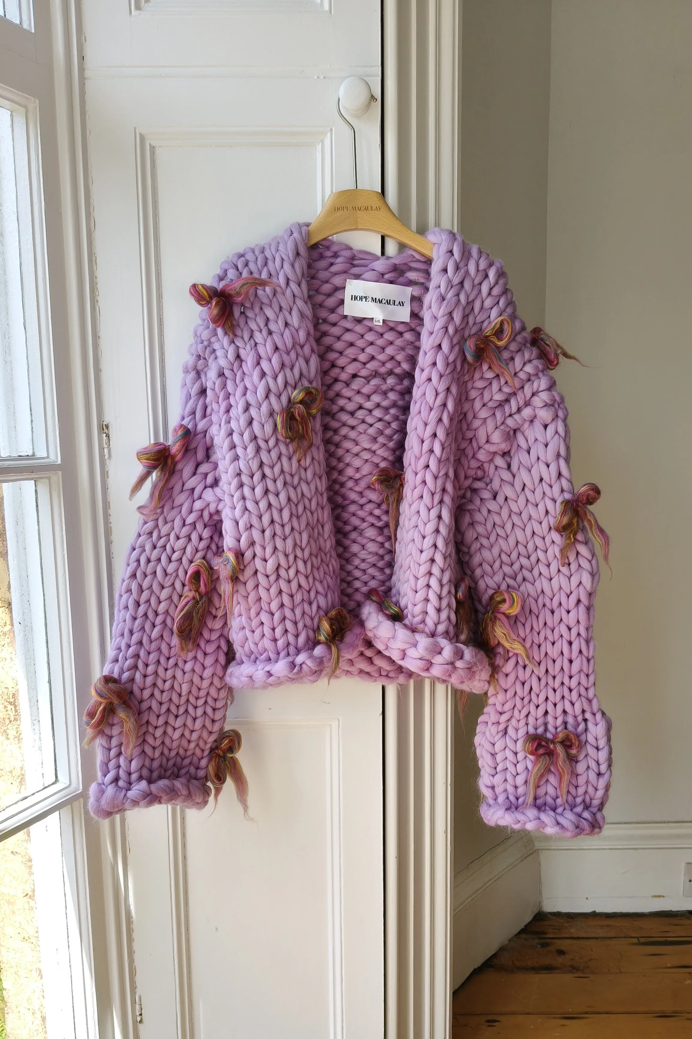 Purple Bow Colossal Knit Cardigan L/XL (Sample) sold by Hope Macaulay