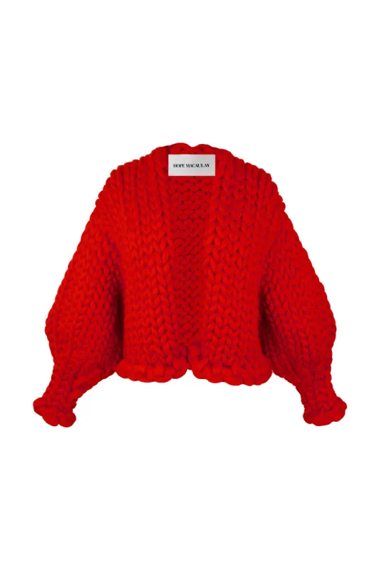 Red Colossal Knit Cardigan sold by Hope Macaulay
