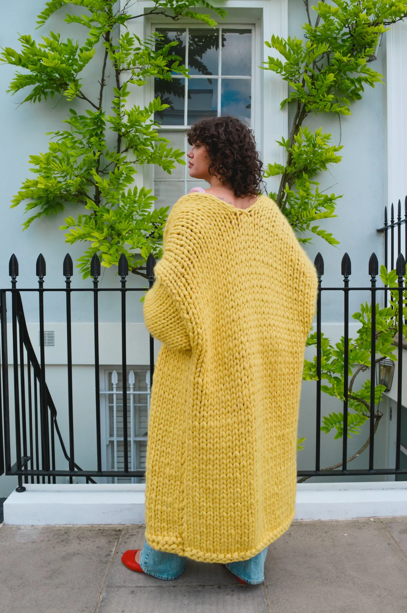 Yellow Chunky Knit Maxi Cardigan sold by Hope Macaulay