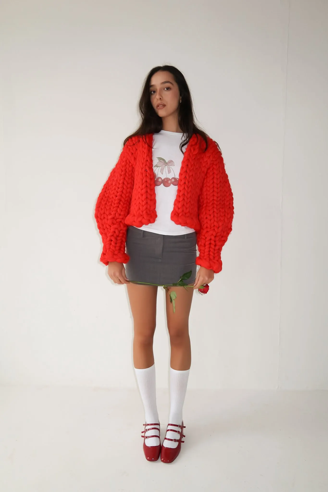 Vegan Red Colossal Knit Cardigan (Sample) sold by Hope Macaulay product image thumbnail 3