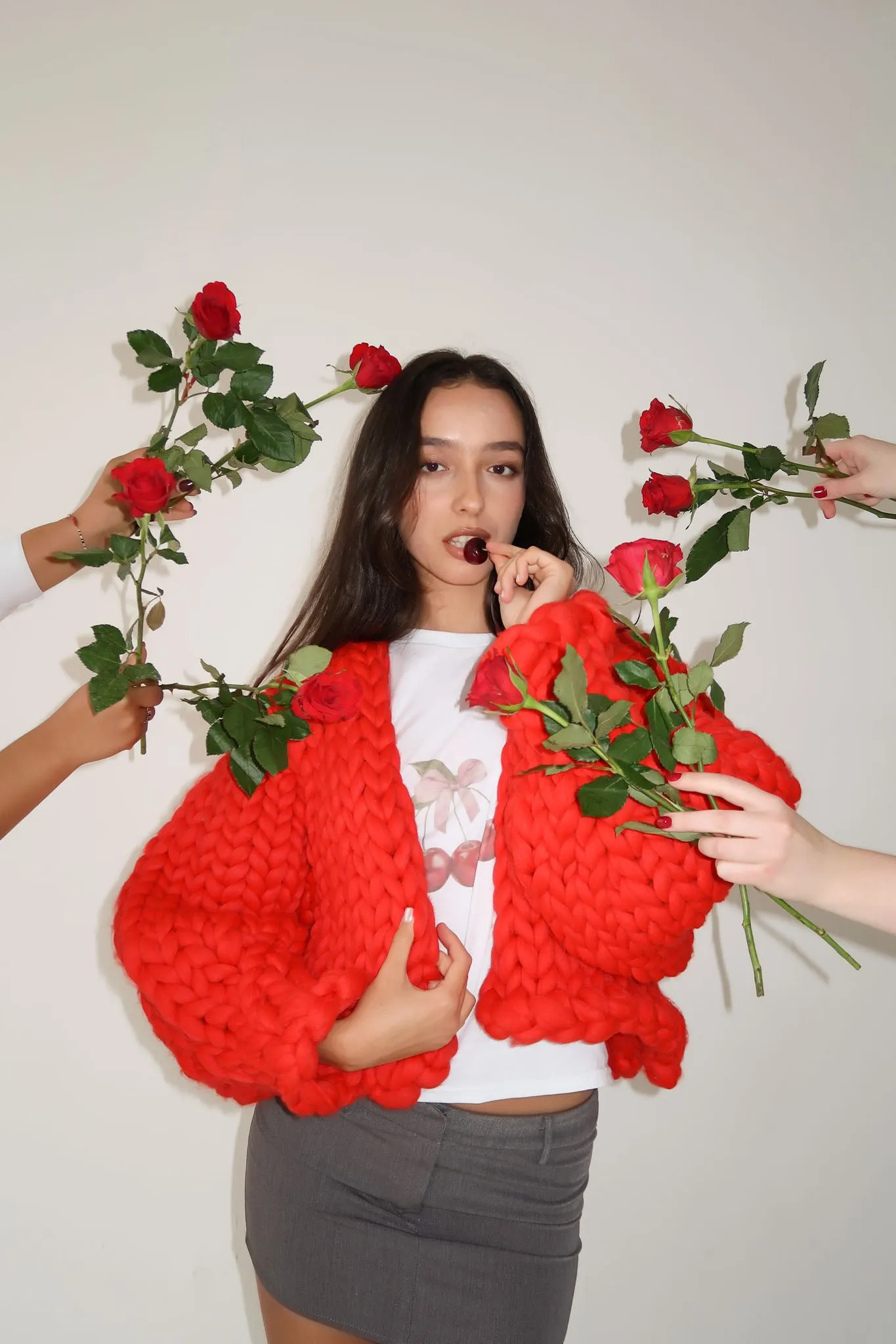 Vegan Red Colossal Knit Cardigan (Sample) sold by Hope Macaulay product image thumbnail 5