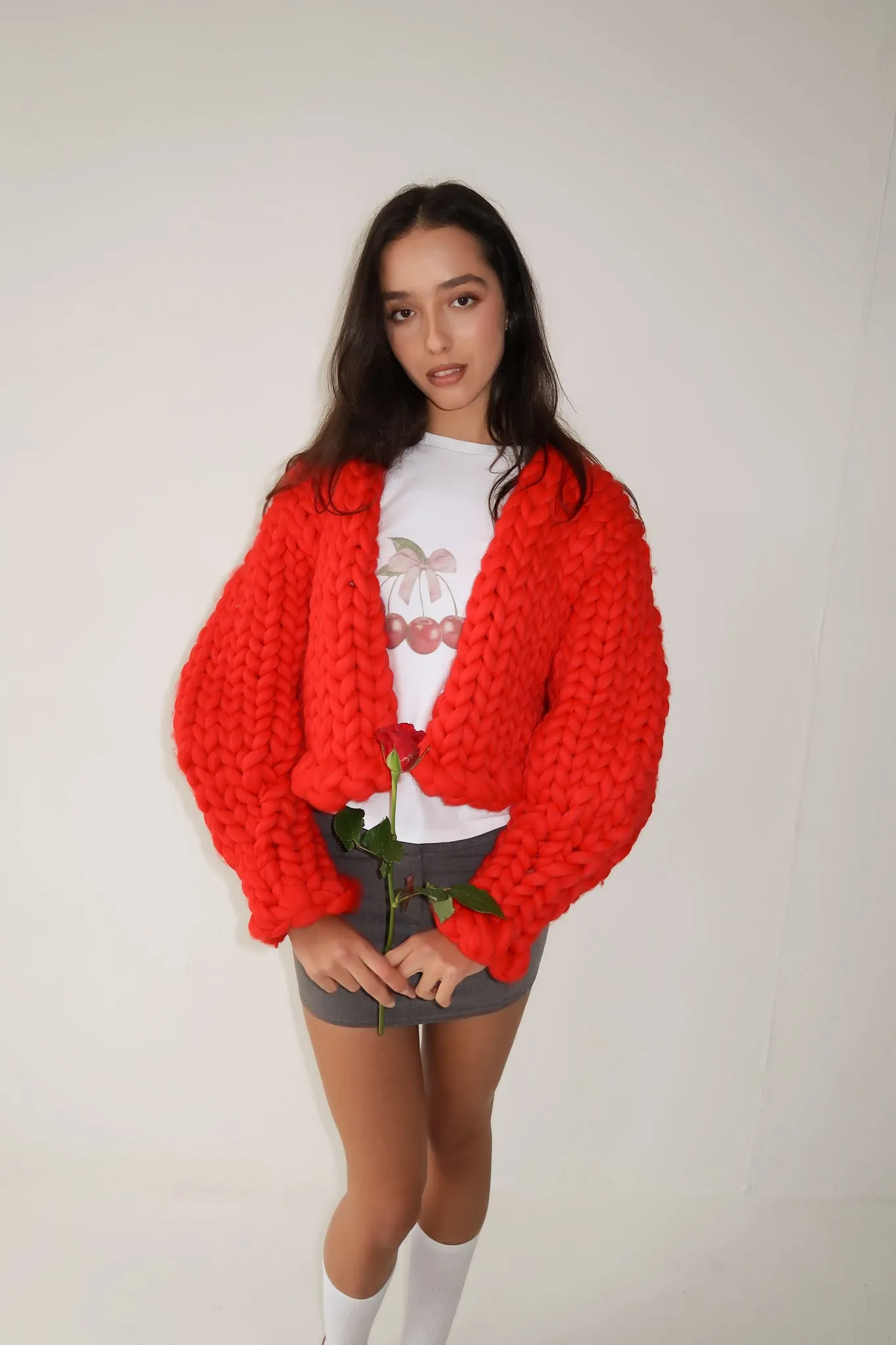 Vegan Red Colossal Knit Cardigan (Sample) sold by Hope Macaulay product image thumbnail 4
