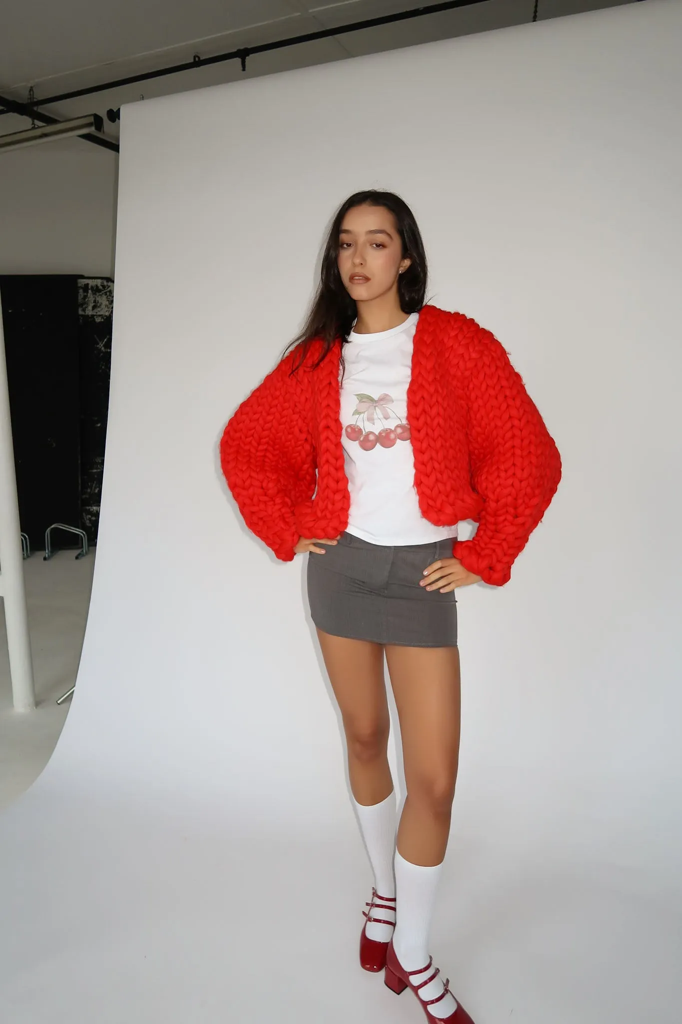 Vegan Red Colossal Knit Cardigan (Sample) sold by Hope Macaulay product image thumbnail 2