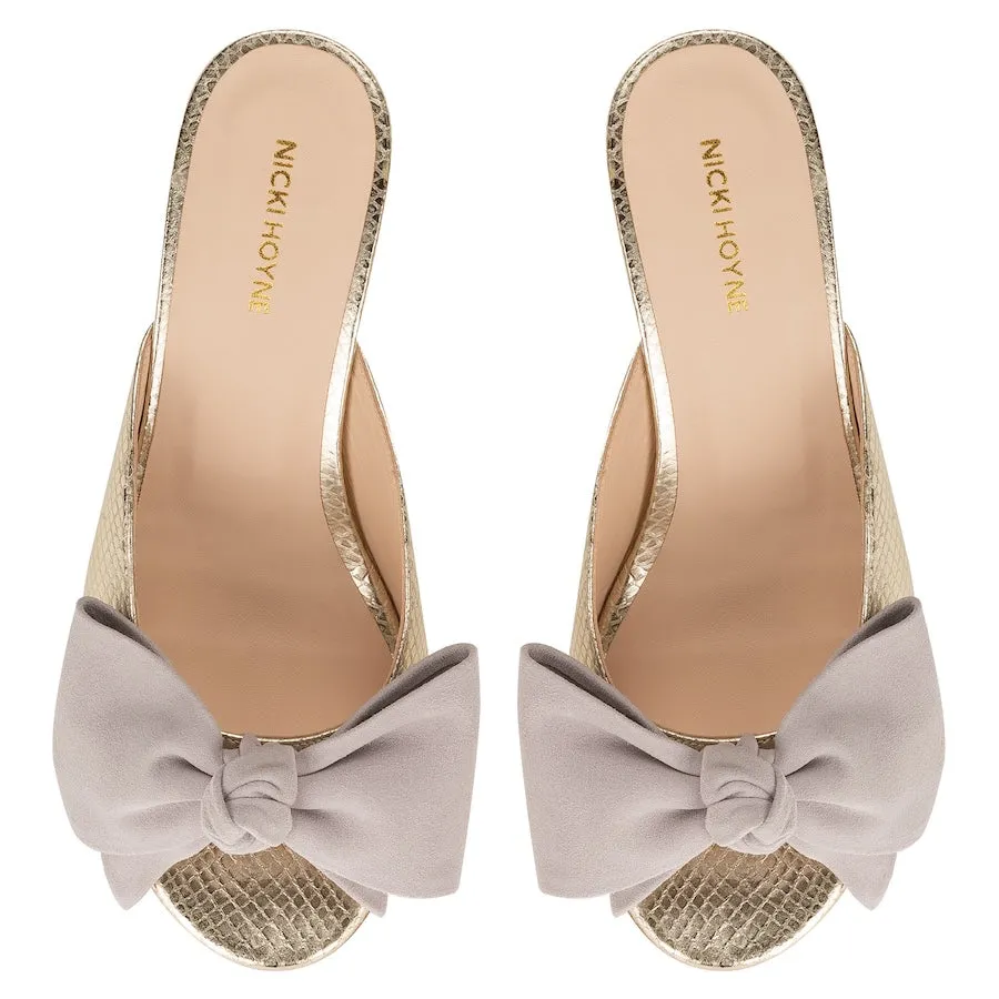 Bow Peep Toe Kitten Heel - Gold Python/Grey sold by Nicki Hoyne product image thumbnail 3