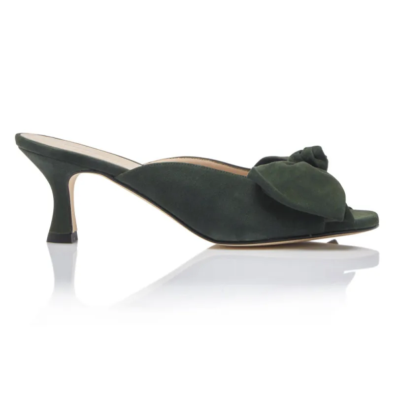 Bow Peep Toe Kitten Heel - Green sold by Nicki Hoyne