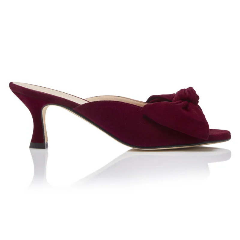 Bow Peep Toe Kitten Heel - Oxblood Suede sold by Nicki Hoyne