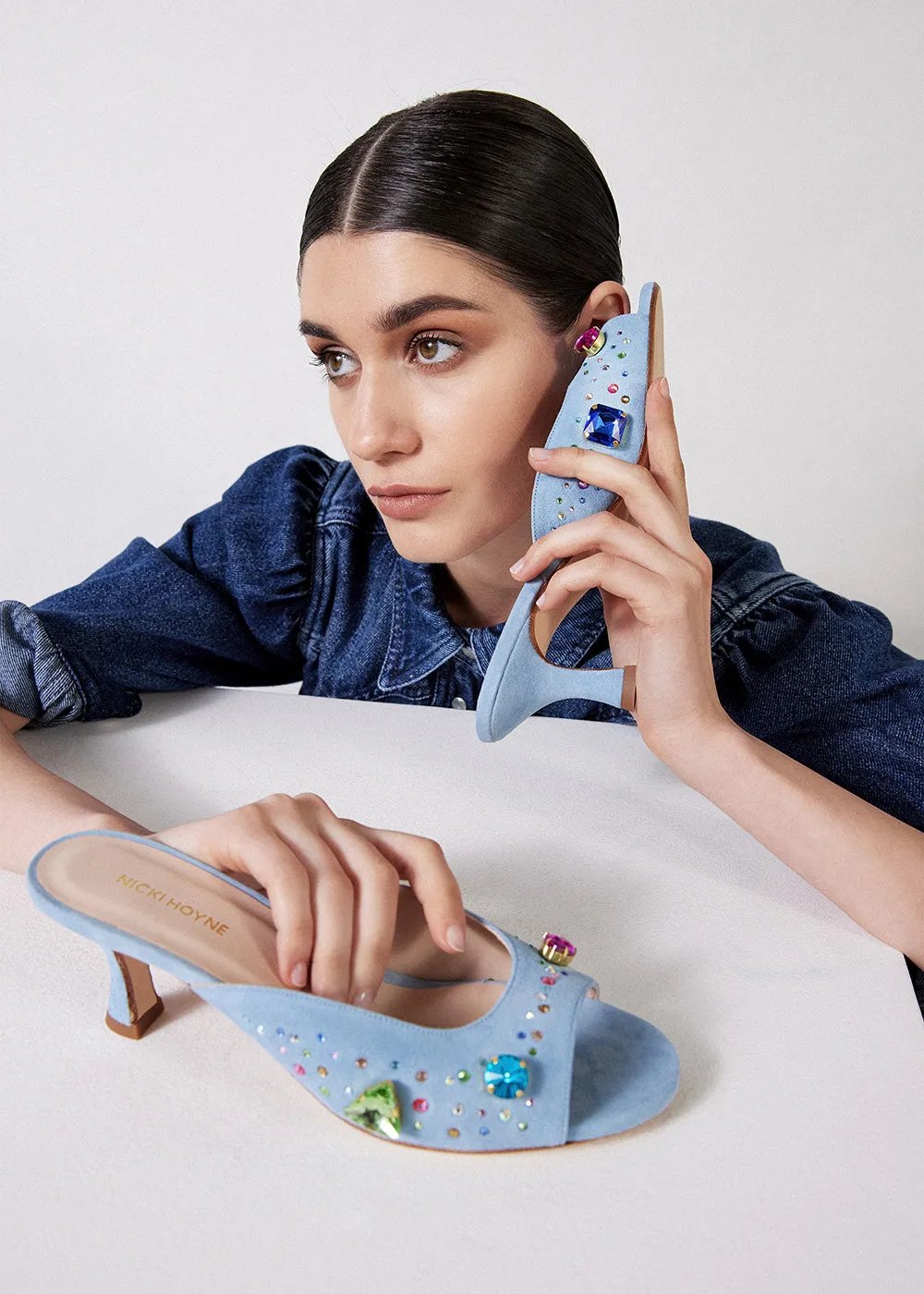 The Moment Peep Toe Kitten Heel - Blue sold by Nicki Hoyne product image thumbnail 3