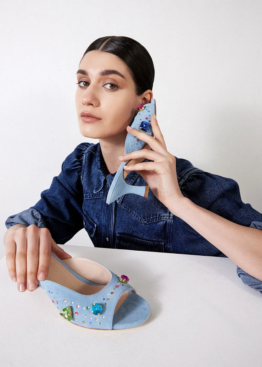 The Moment Peep Toe Kitten Heel - Blue sold by Nicki Hoyne product image thumbnail 5