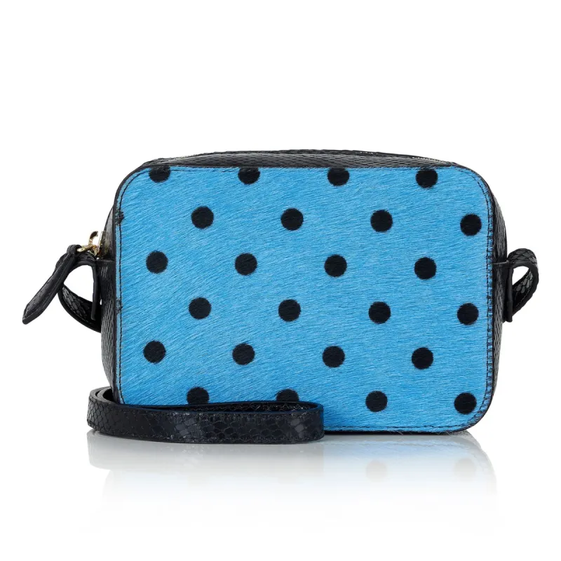 Camera Bag - Black Python & Blue Polka Dot sold by Nicki Hoyne