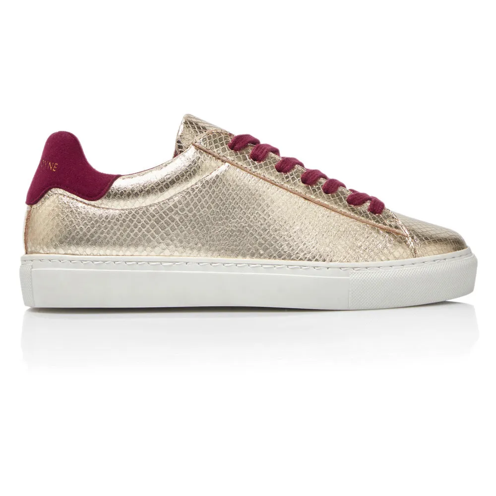 Classic Trainer - Gold Python/Burgundy Suede sold by Nicki Hoyne