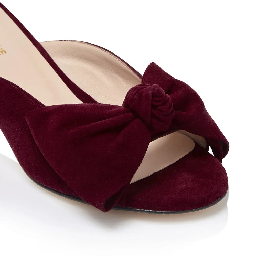 Bow Peep Toe Kitten Heel - Burgundy Suede sold by Nicki Hoyne product image thumbnail 3