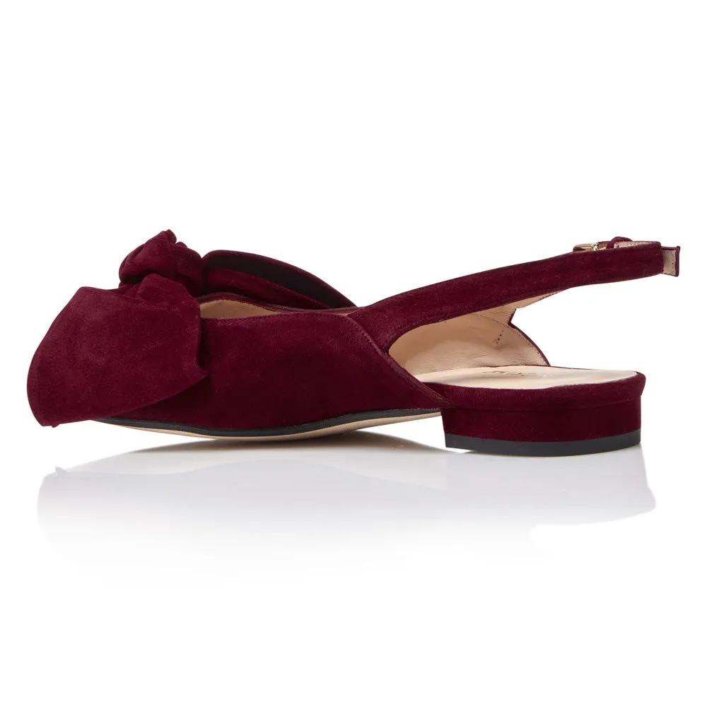 Bow Flat Slingback Shoe - Burgundy Suede sold by Nicki Hoyne product image thumbnail 4