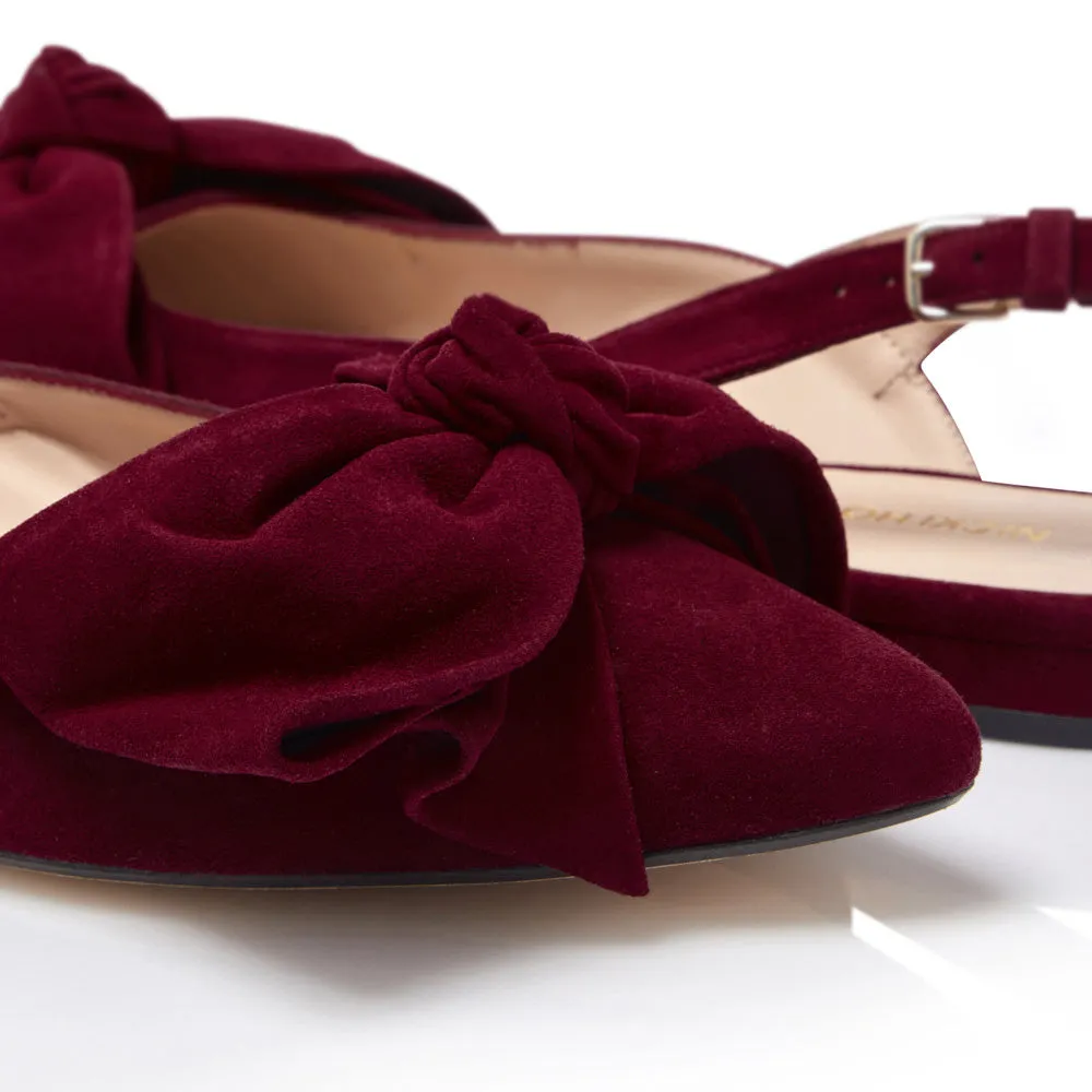 Bow Flat Slingback Shoe - Burgundy Suede sold by Nicki Hoyne product image thumbnail 3