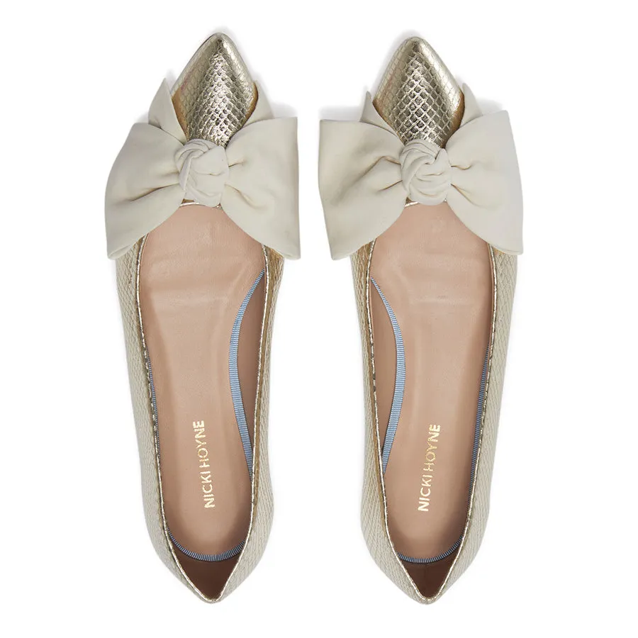 Bow Flat - Gold Python/Ivory sold by Nicki Hoyne product image thumbnail 2