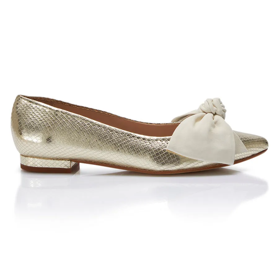 Bow Flat - Gold Python/Ivory sold by Nicki Hoyne
