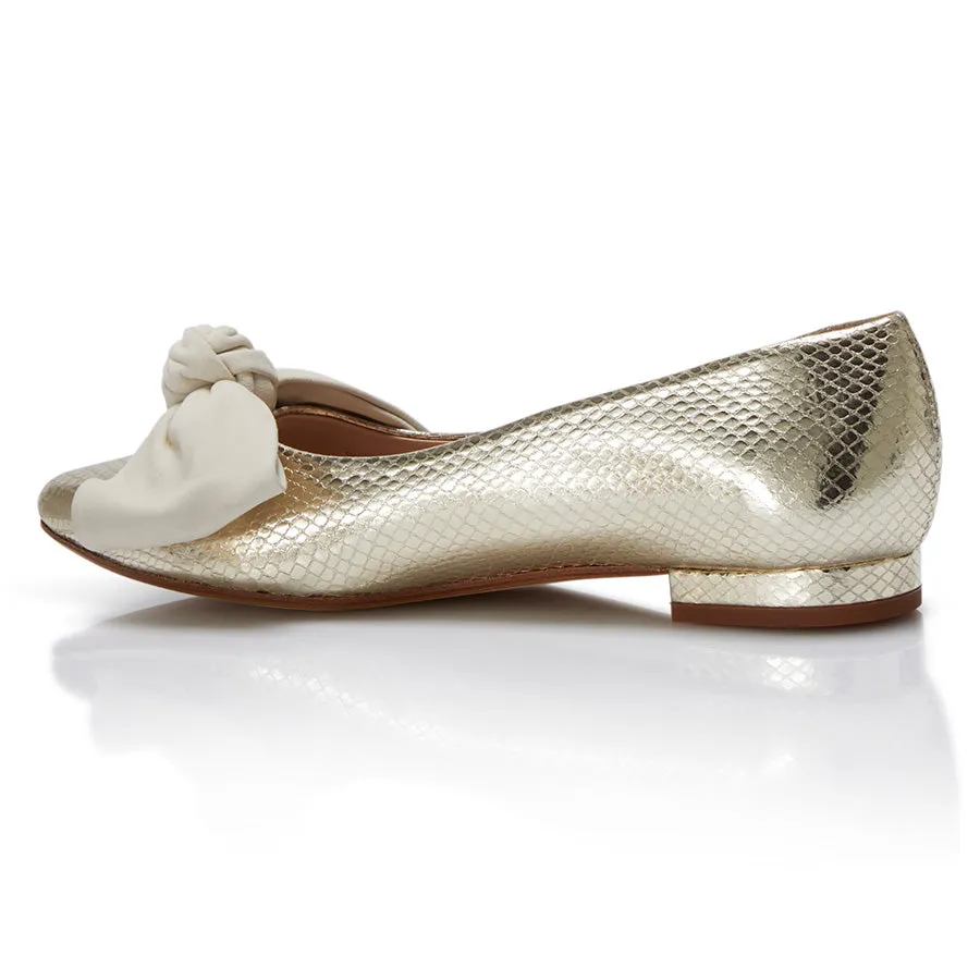 Bow Flat - Gold Python/Ivory sold by Nicki Hoyne product image thumbnail 4
