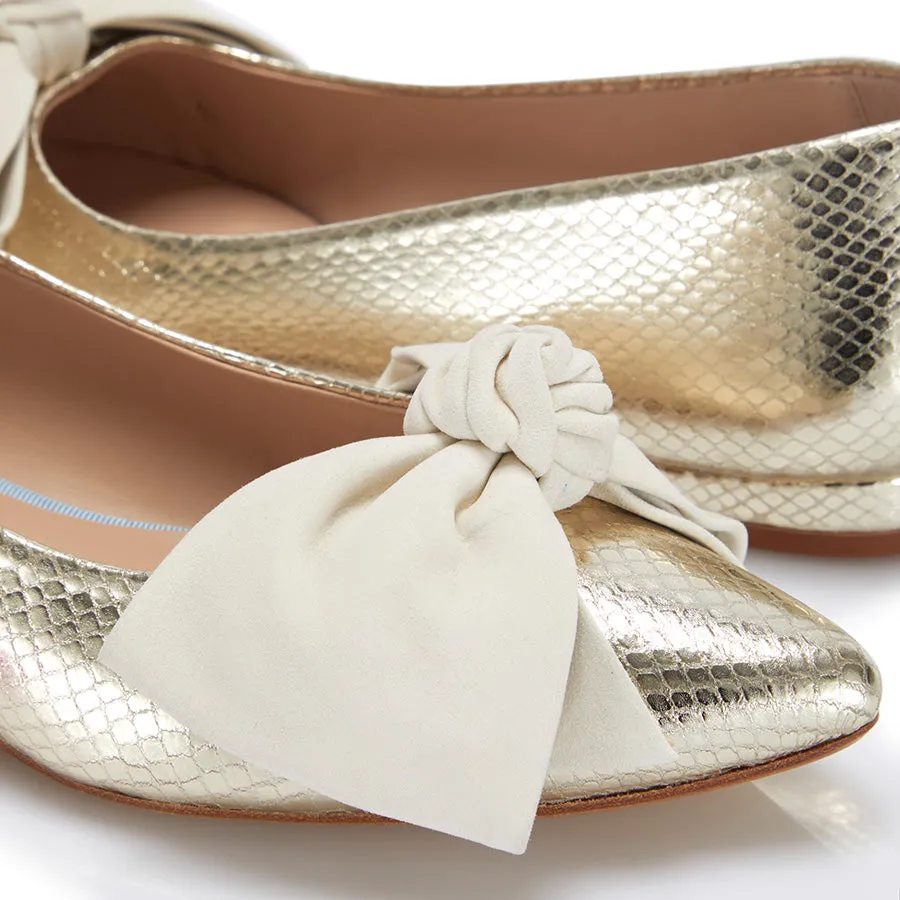 Bow Flat - Gold Python/Ivory sold by Nicki Hoyne product image thumbnail 3