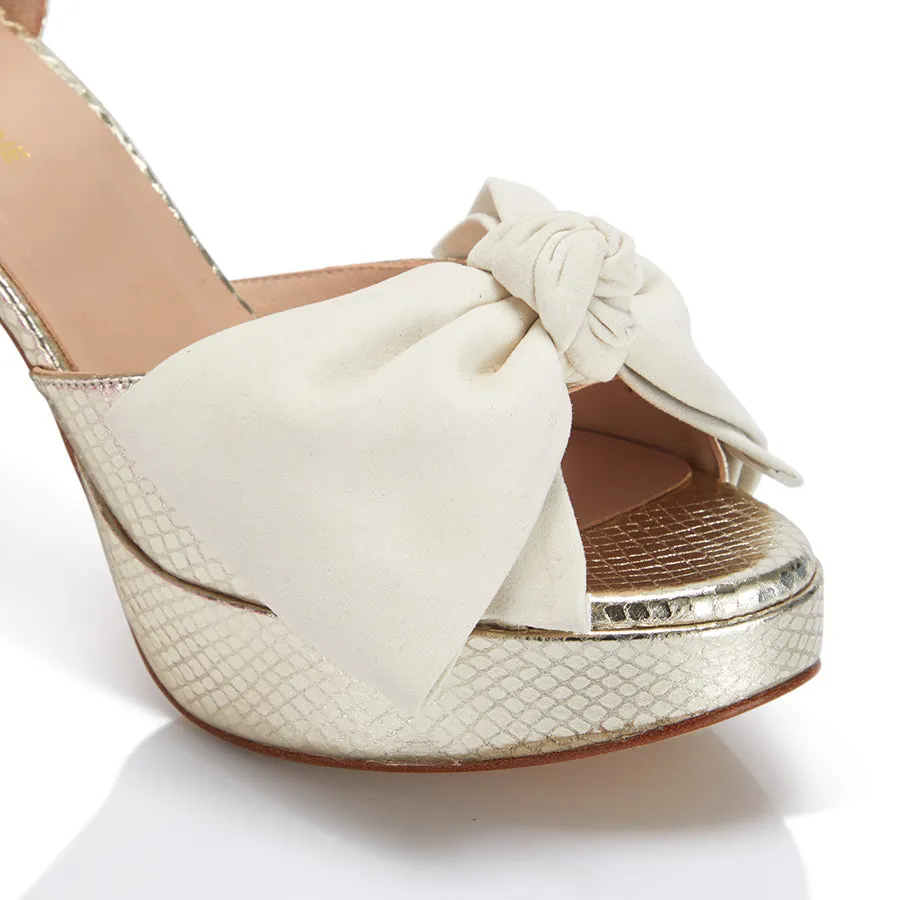 Bow Platform - Gold Python/Ivory Suede sold by Nicki Hoyne product image thumbnail 3