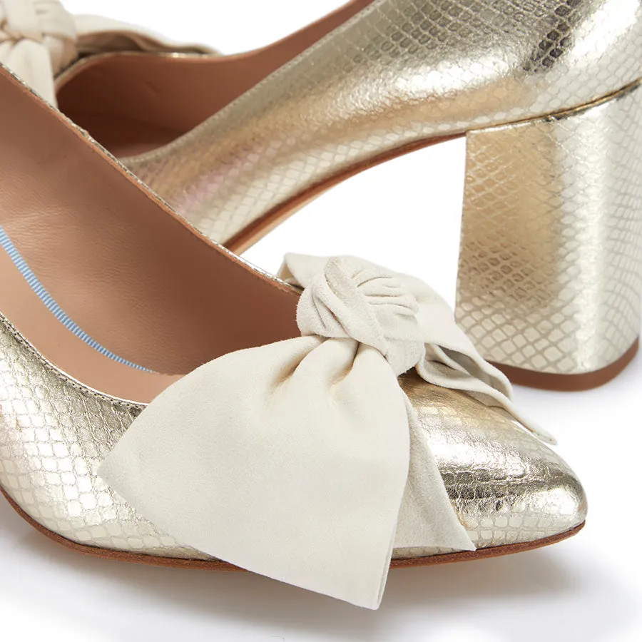 Bow Pump Heel - Gold Python/Ivory sold by Nicki Hoyne product image thumbnail 3