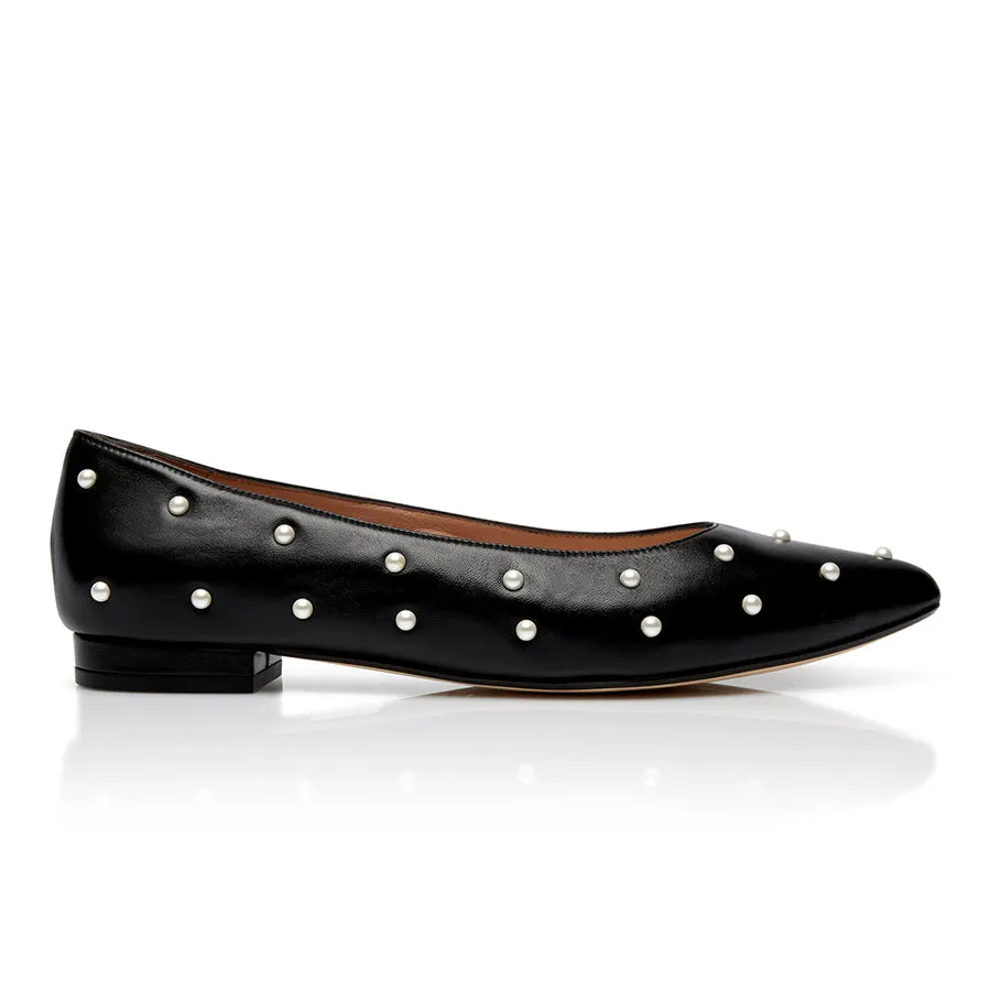 Bon Bon Flat - Black & Pearl sold by Nicki Hoyne