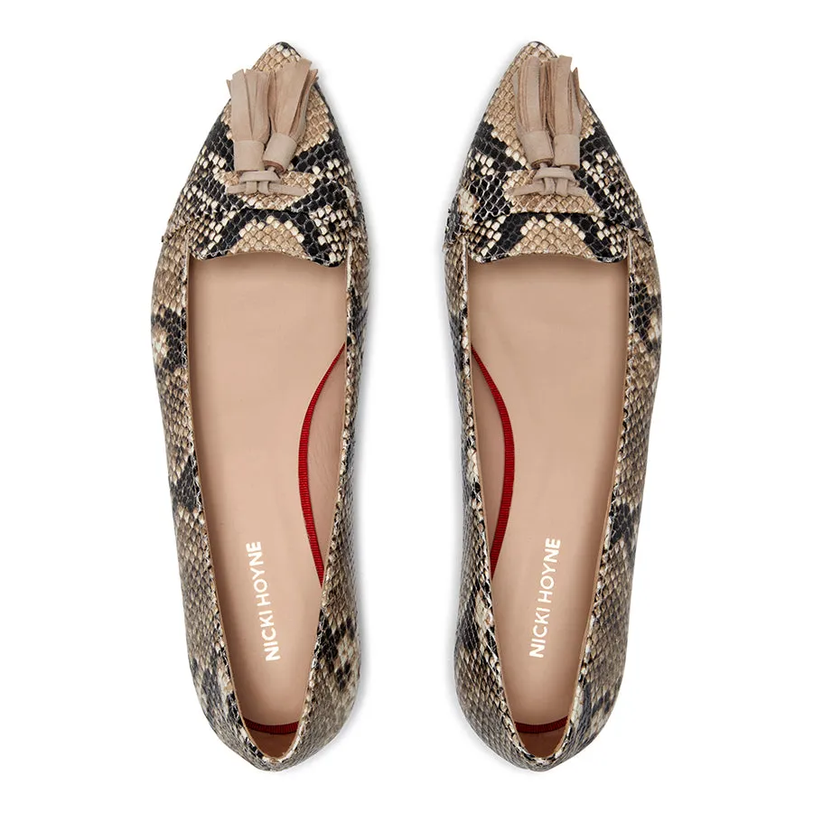 Flat Point Toe Tassel Shoe - Snake/Beige sold by Nicki Hoyne product image thumbnail 3