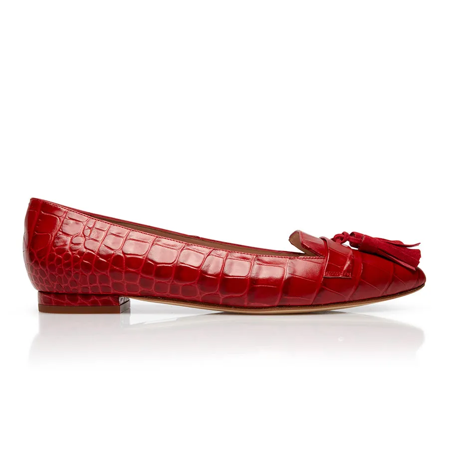 Tassel Flat - Red Croc sold by Nicki Hoyne