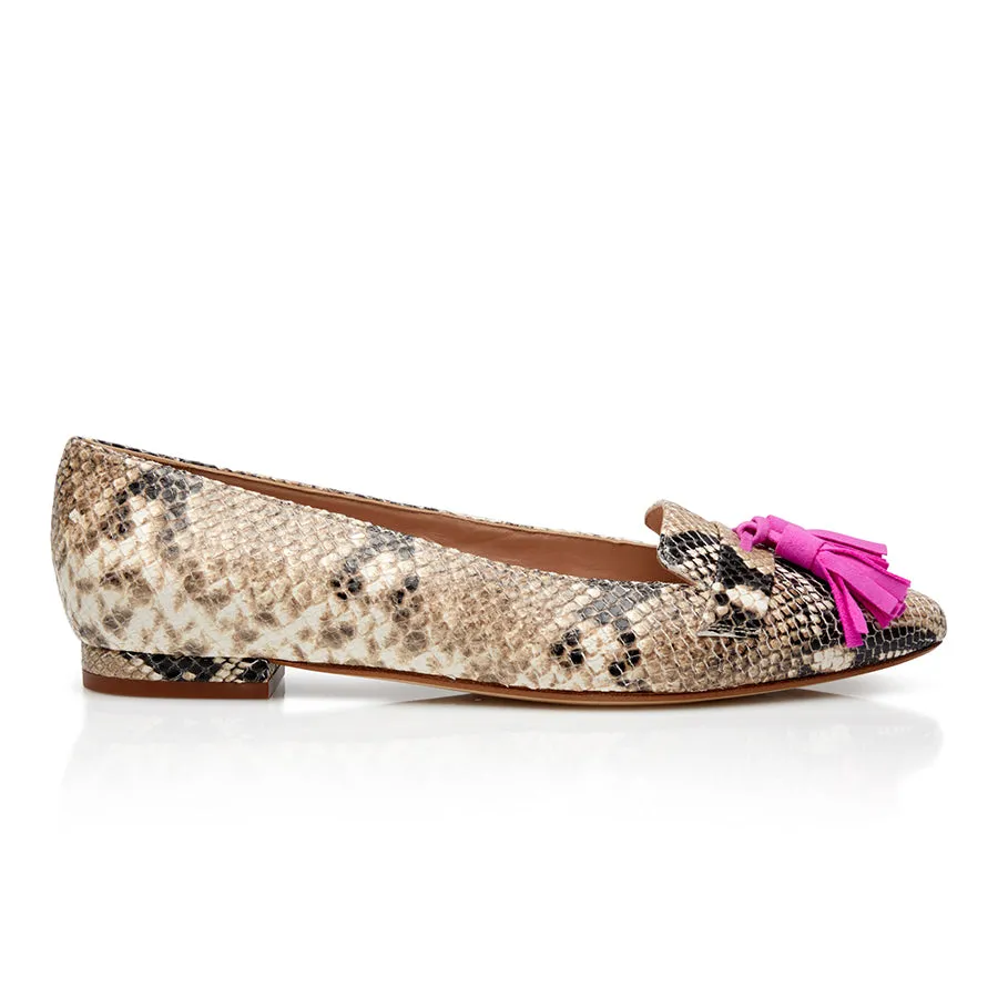 Tassel Flat - Snake/Pink sold by Nicki Hoyne