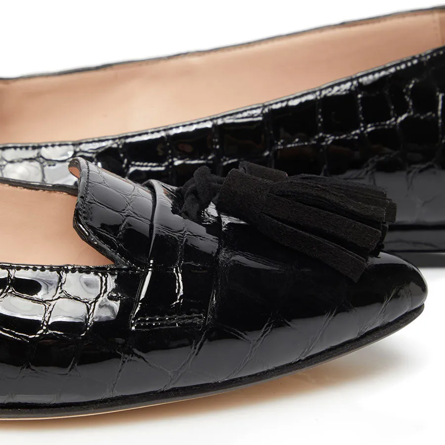 Tassel Flat - Patent Black Croc sold by Nicki Hoyne product image thumbnail 5