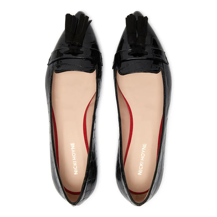 Tassel Flat - Patent Black Croc sold by Nicki Hoyne product image thumbnail 4