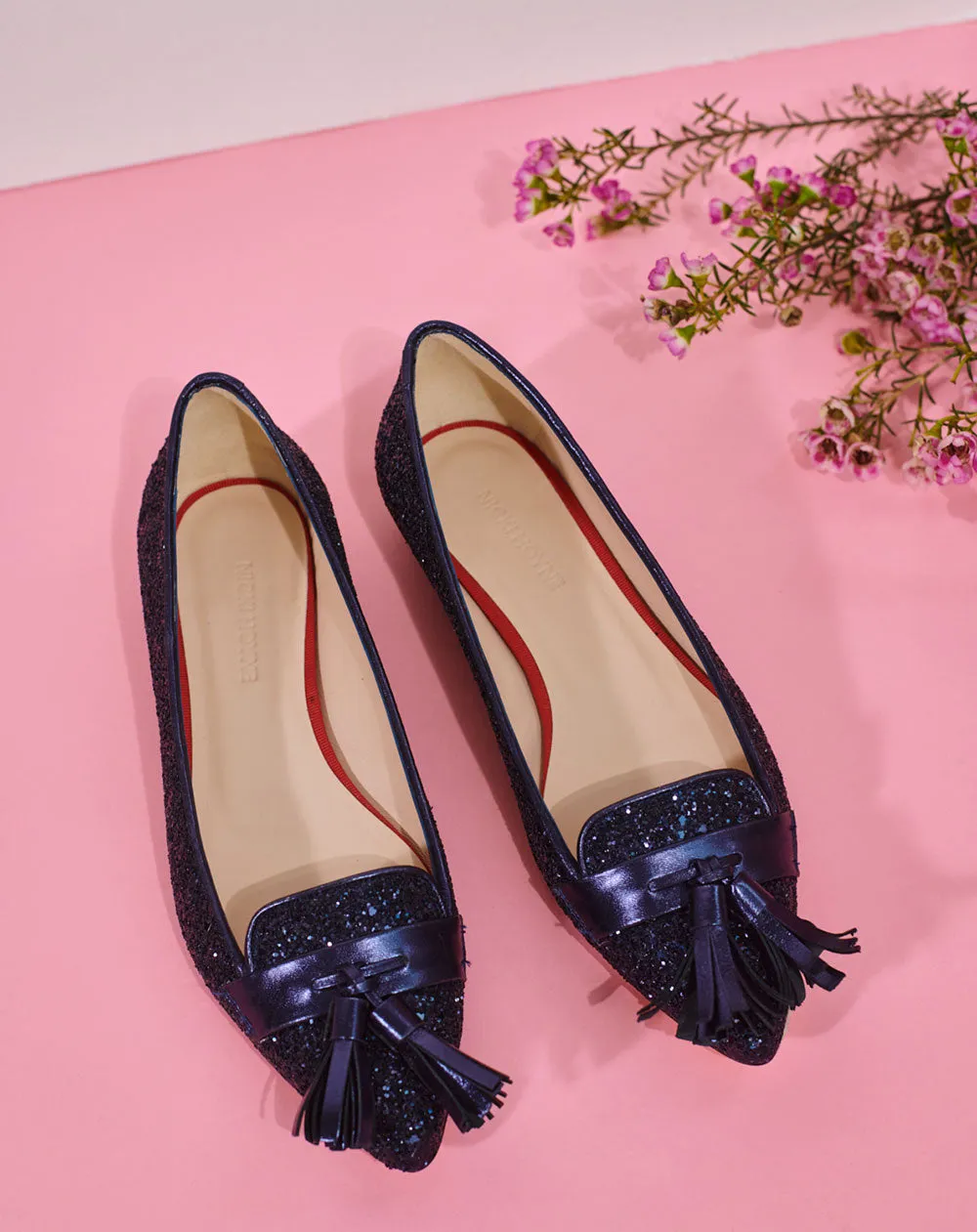 Flat Point Toe Tassel Shoe - Navy Glitter sold by Nicki Hoyne product image thumbnail 5