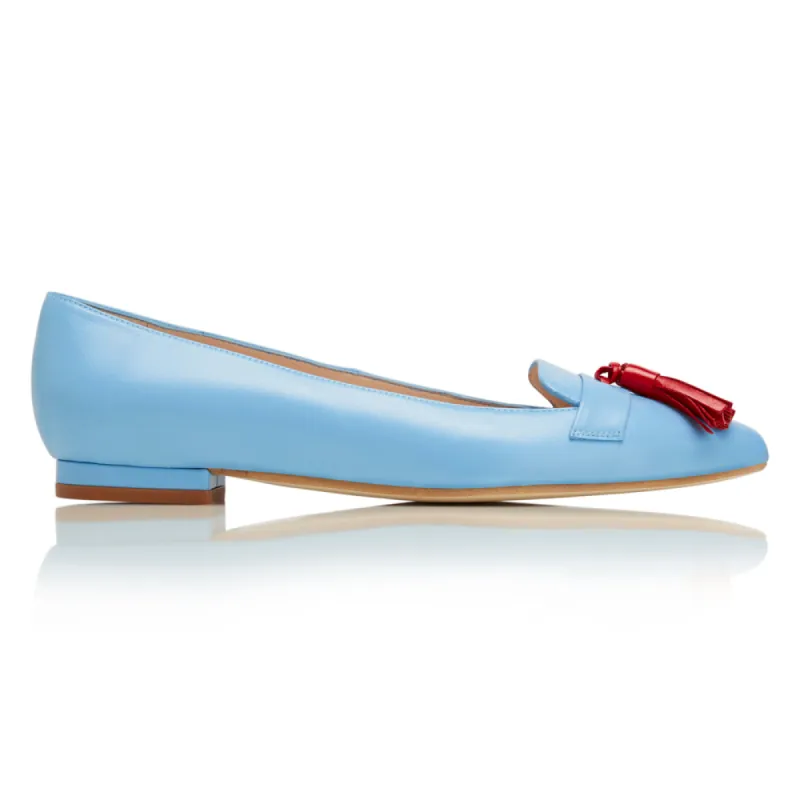 Flat Point Toe Tassel Shoe - Blue & Red Tassel sold by Nicki Hoyne