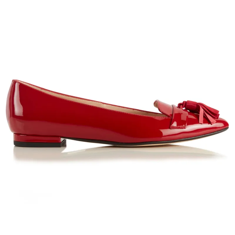 Flat Point Toe Tassel Shoe - Patent Red sold by Nicki Hoyne