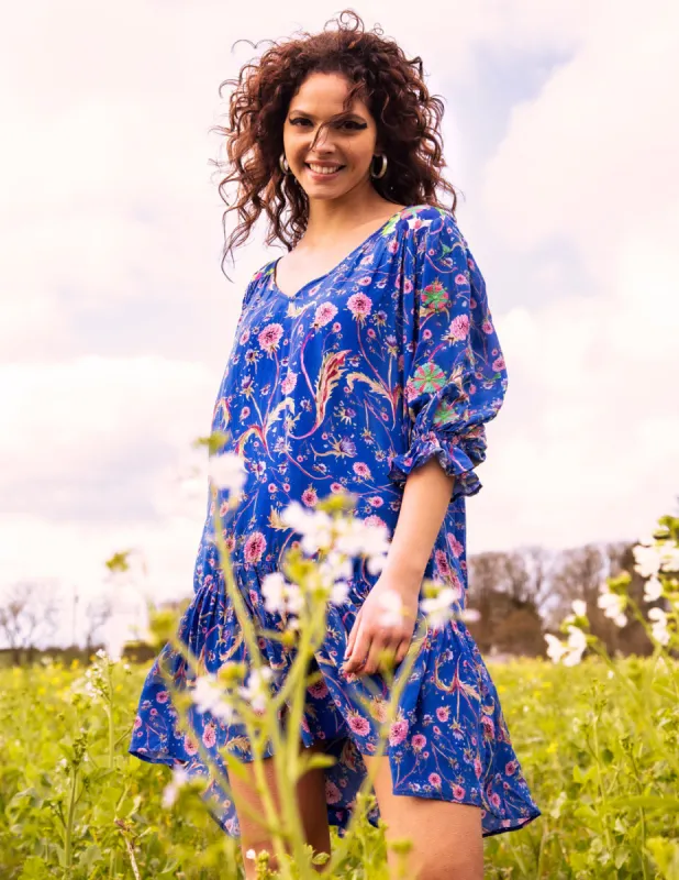 The Aine dress in blue sold by Feri