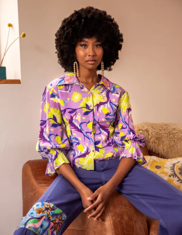 The Ingrid blouse in lilac sold by Feri