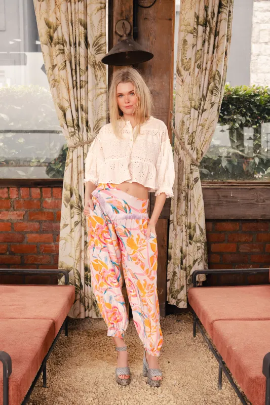 Fiadh Pant in multi pastel print made by Feri