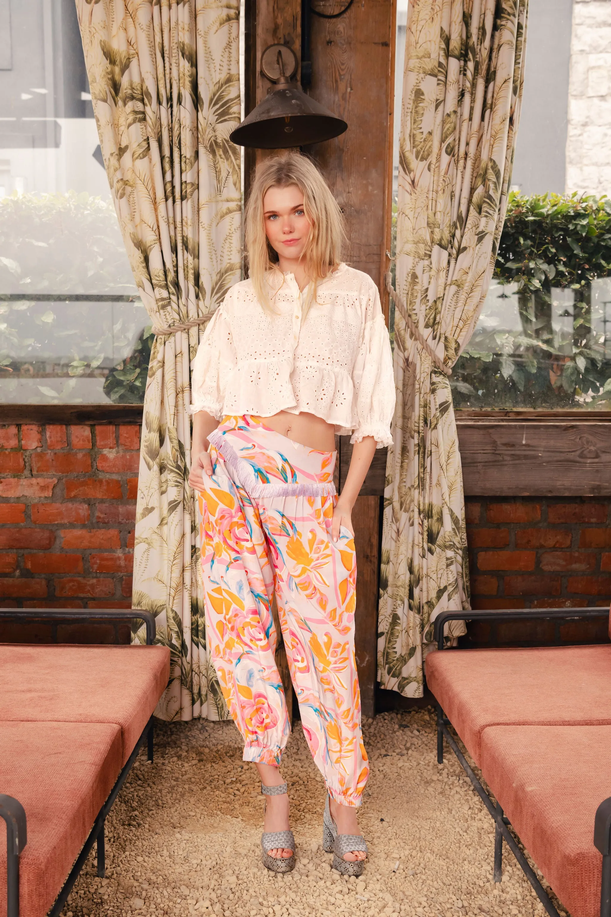 Fiadh Pant in multi pastel print sold by Feri