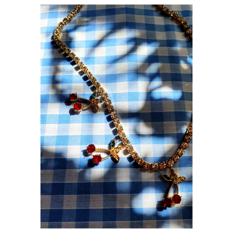 Cherry Rhinestone Necklace sold by Blonde the Store