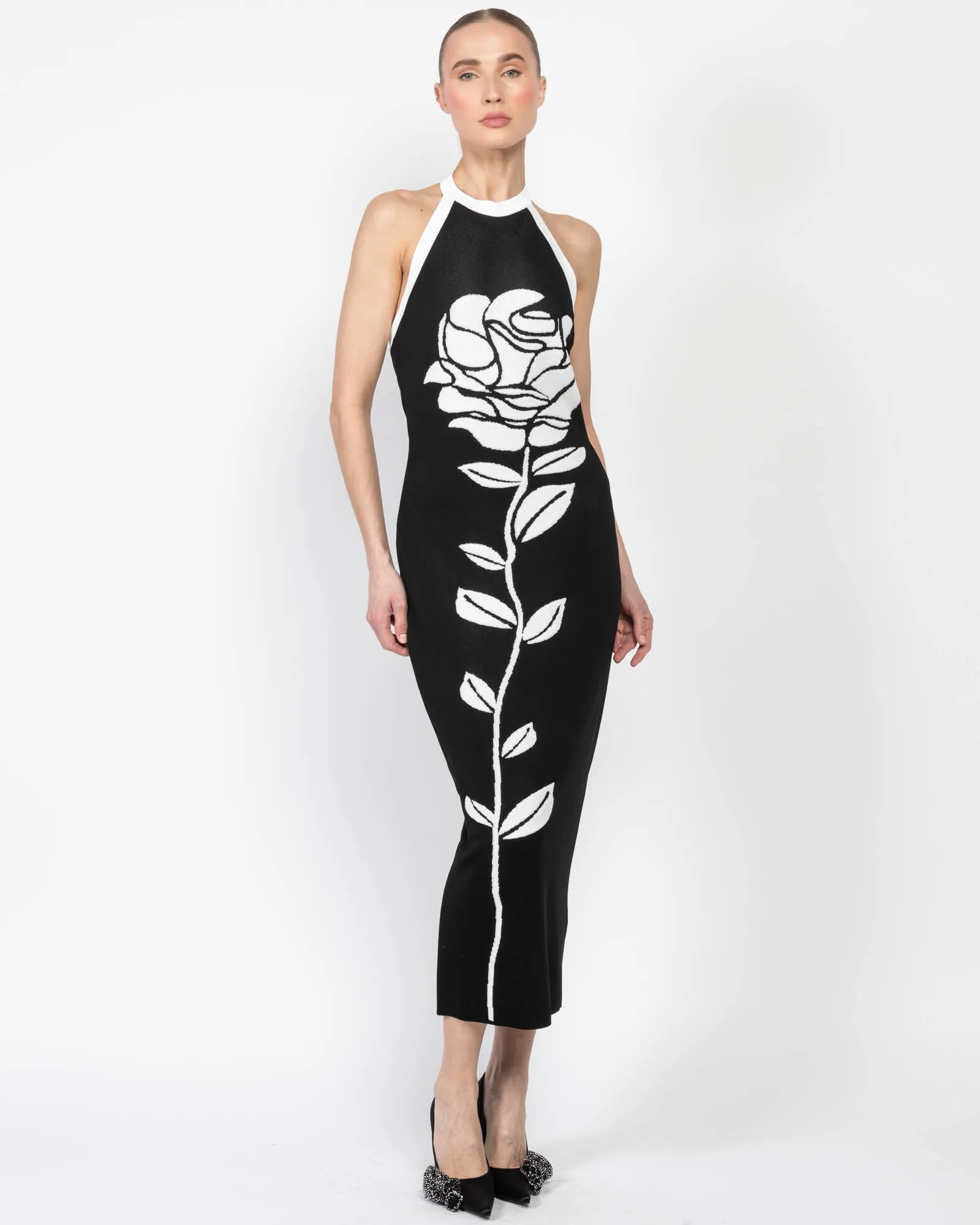 Halterneck Rose Midi Dress sold by TNT Fashion