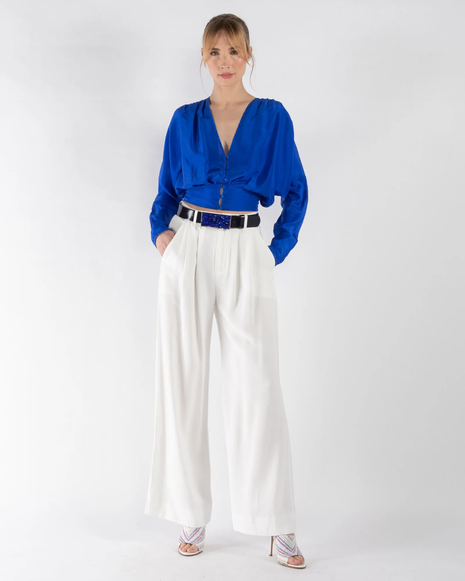 Habotai V-Neck Blouse sold by TNT Fashion