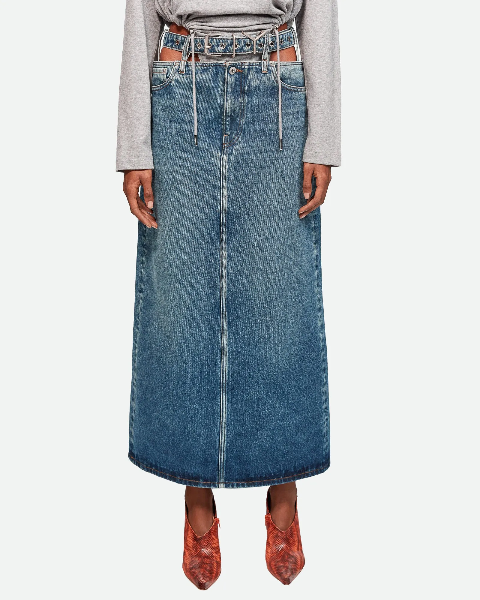 Y Belt Denim Skirt sold by TNT Fashion
