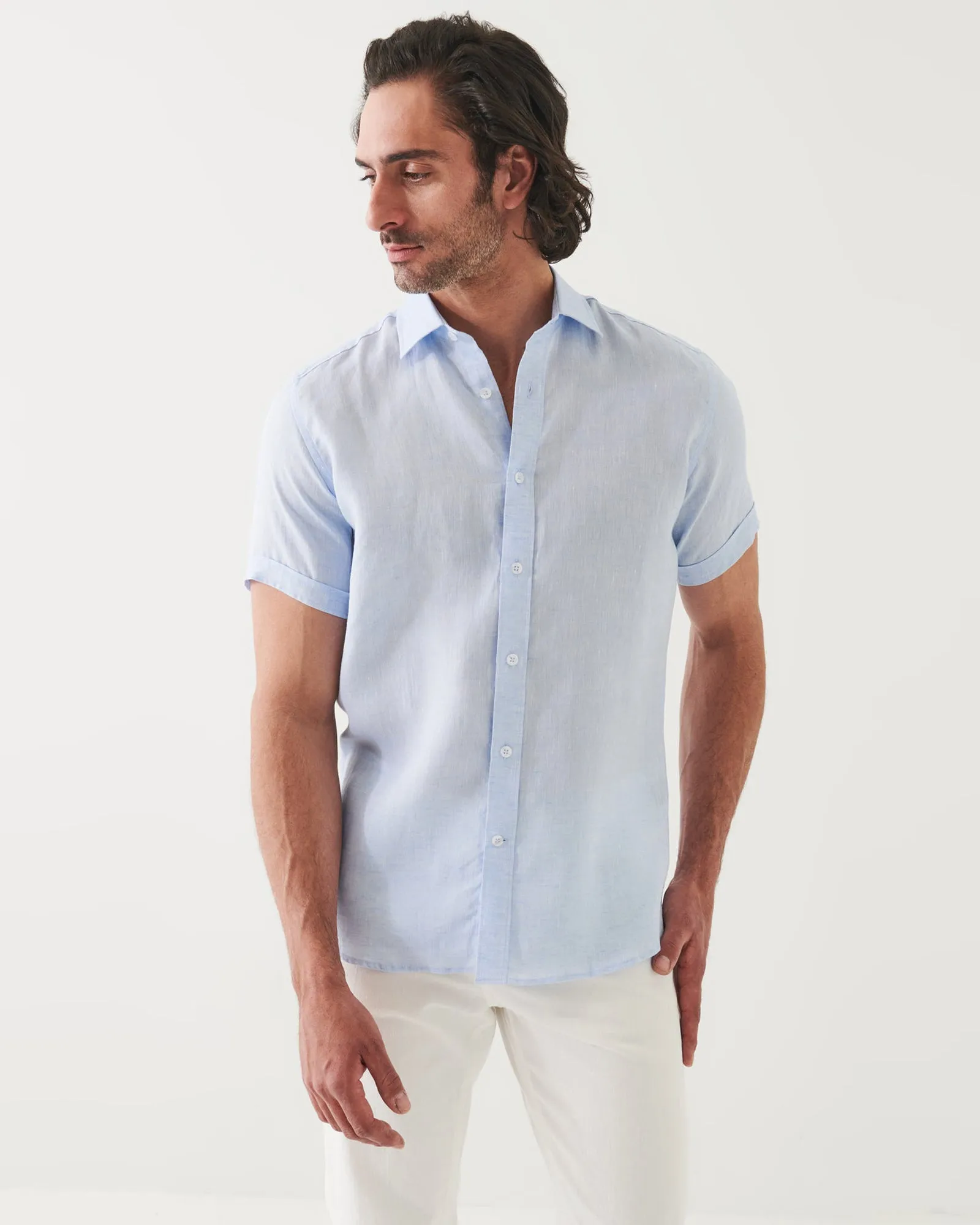 Short Sleeve Linen Chambray Shirt sold by TNT Fashion product image thumbnail 3