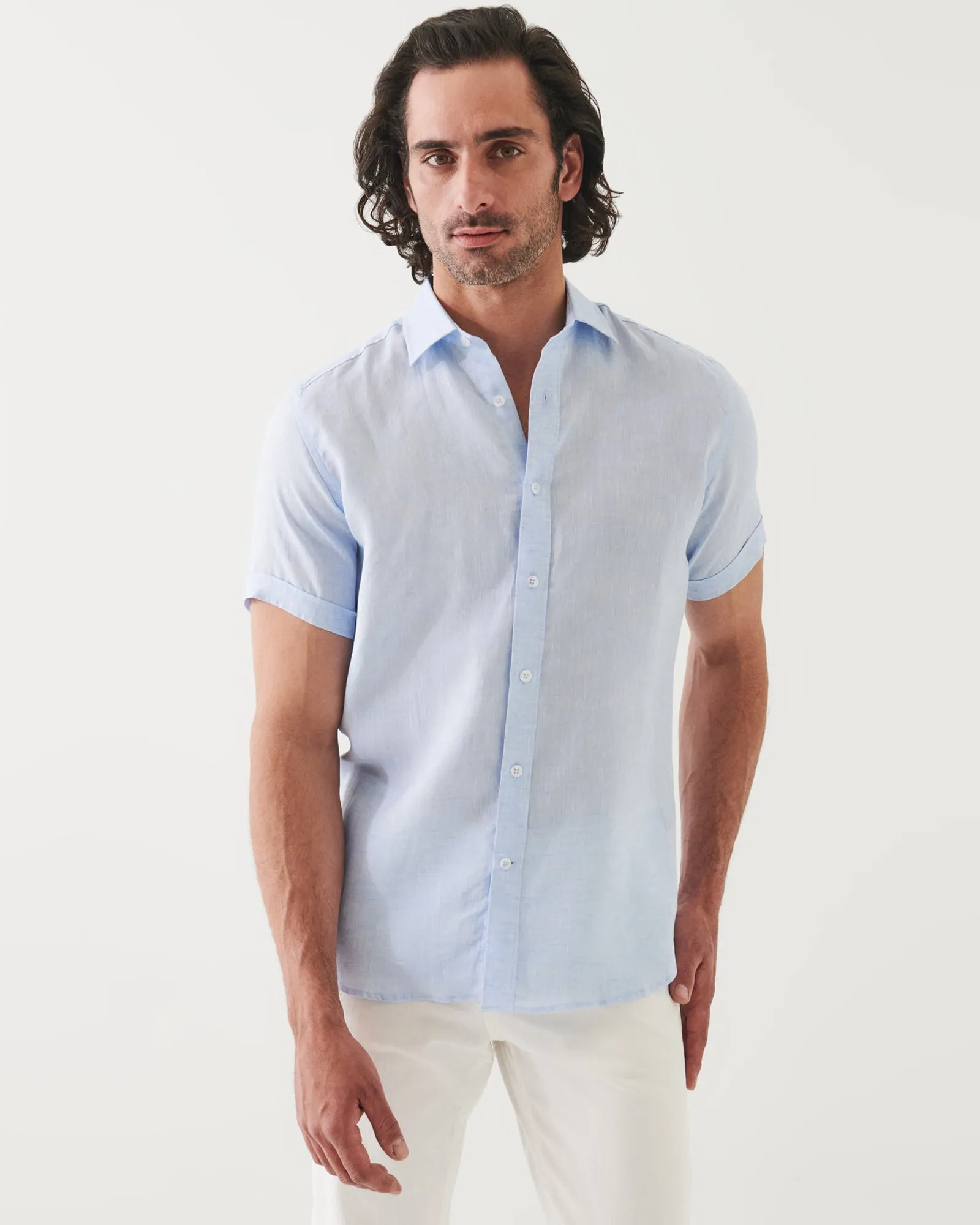 Short Sleeve Linen Chambray Shirt sold by TNT Fashion