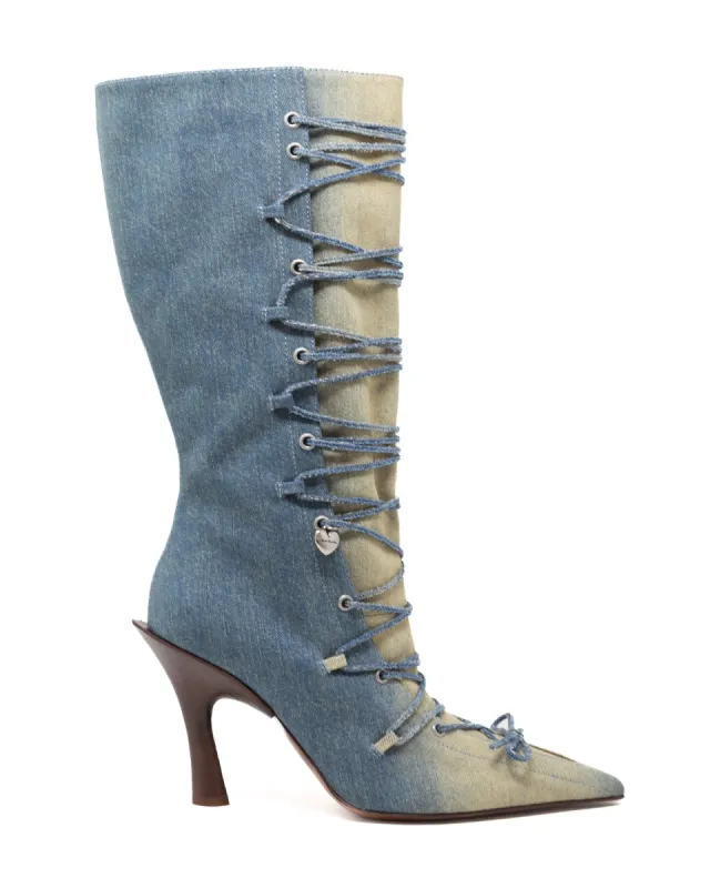 Denim Lace Up Boots sold by TNT Fashion