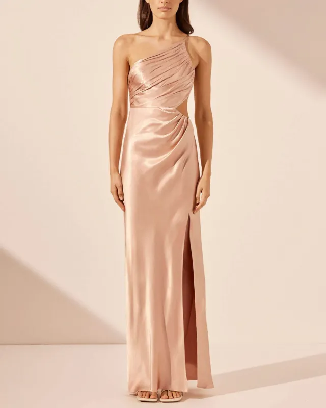Asymmetrical Gathered Maxi Dress sold by TNT Fashion